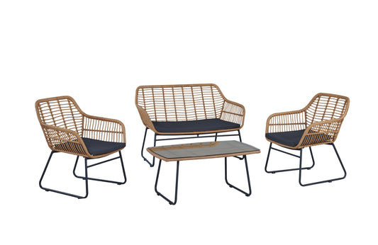 Antibes Modern 4-Piece Conversation Set in Tan and Gray OD-CV011-GY
