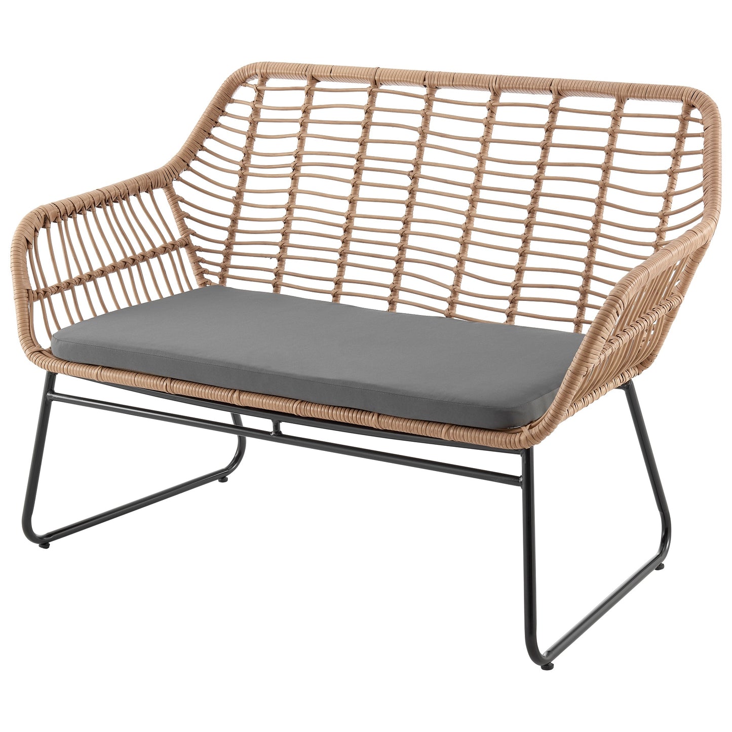 Manhattan Comfort Antibes 2.0 Steel Rattan 4-Piece Patio Conversation Set with Cushions in Grey OD-CV011-GY