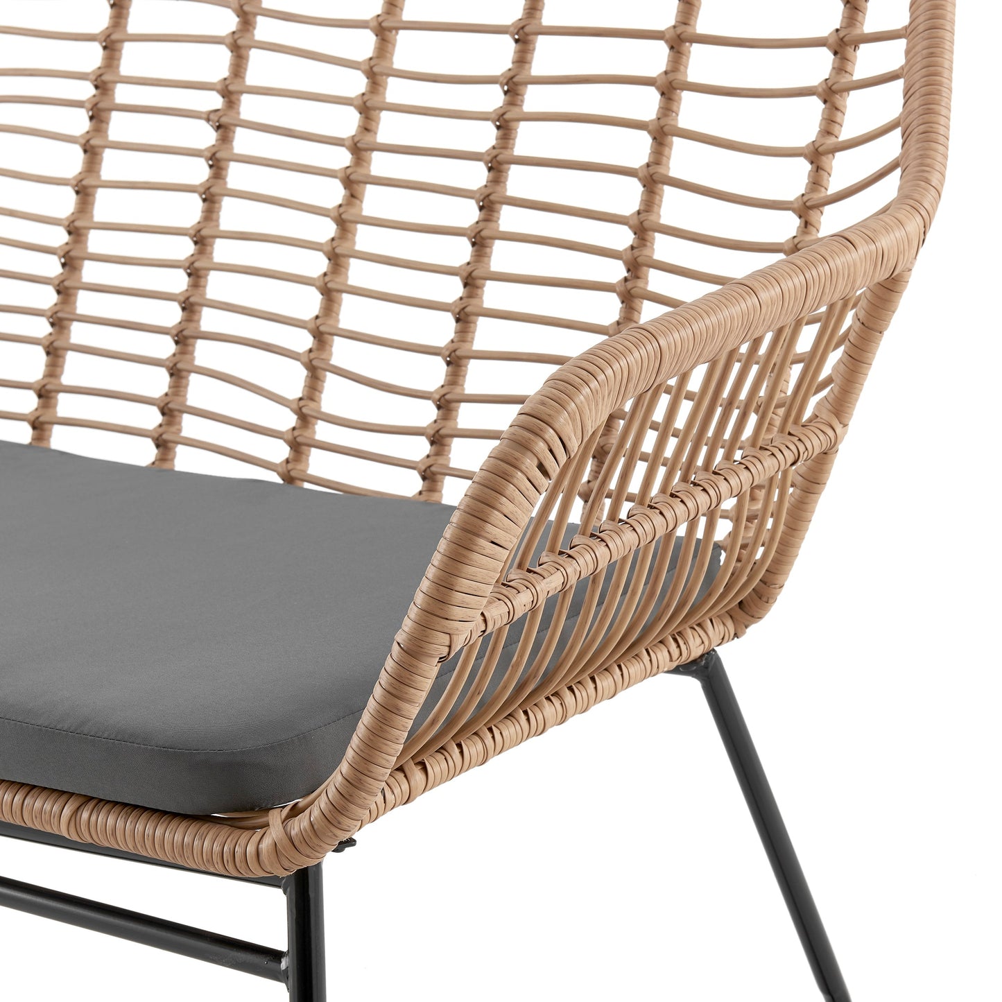Manhattan Comfort Antibes 2.0 Steel Rattan 4-Piece Patio Conversation Set with Cushions in Grey OD-CV011-GY