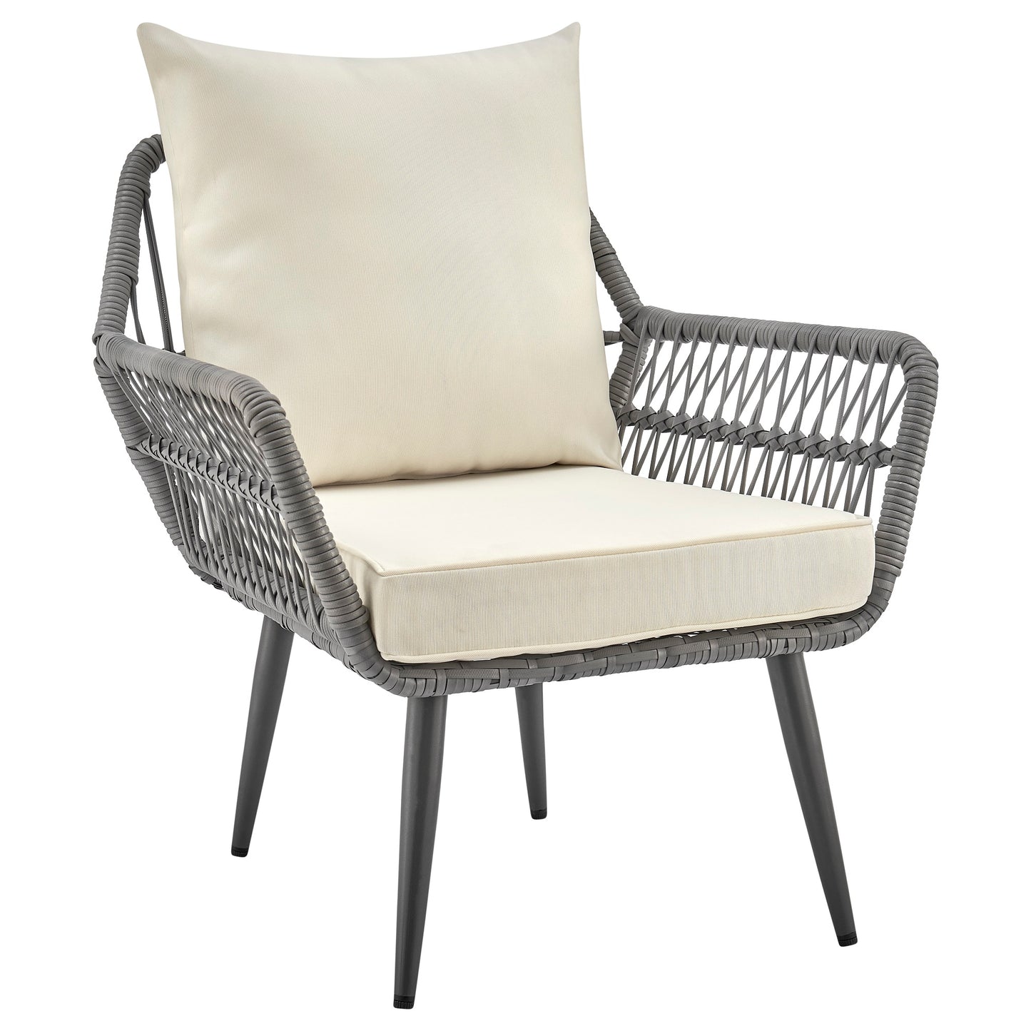 Manhattan Comfort Cannes Rope Wicker 3-Piece Patio Conversation Set with Cushions in Cream OD-CV012-CR