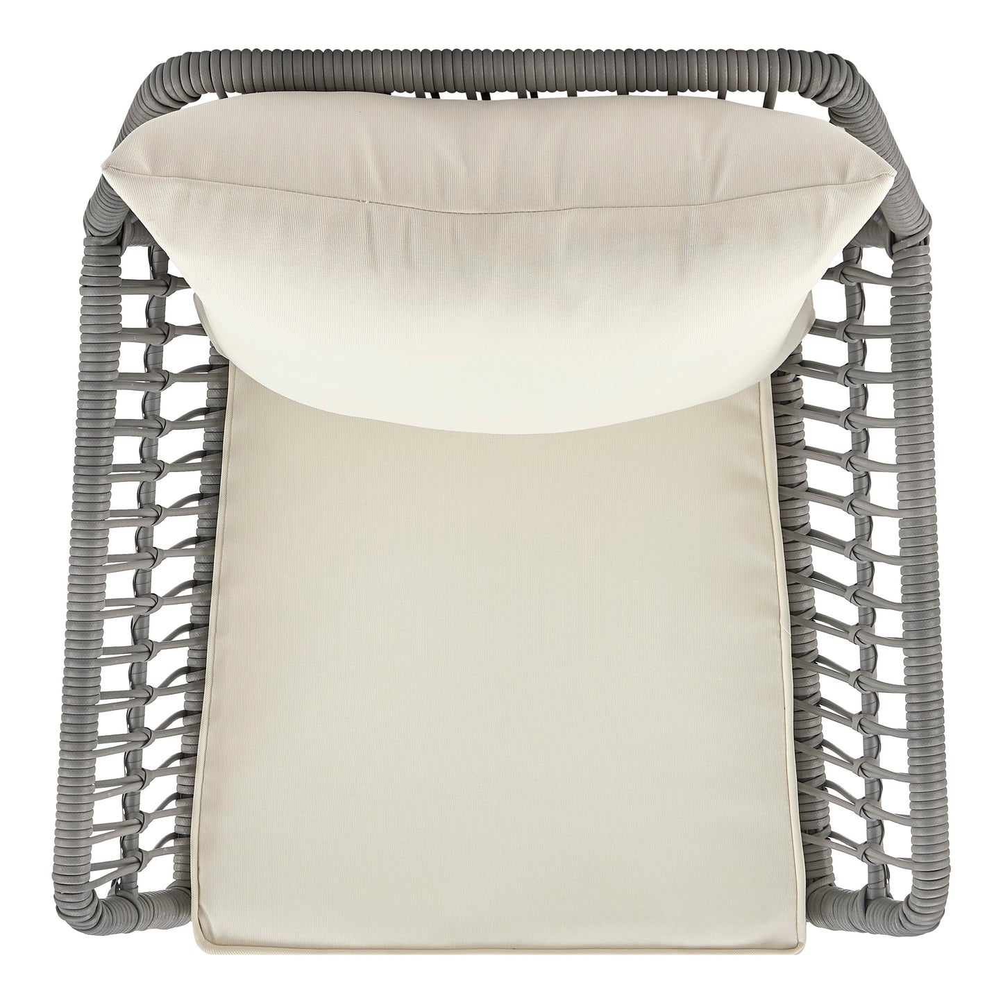 Manhattan Comfort Cannes Rope Wicker 3-Piece Patio Conversation Set with Cushions in Cream OD-CV012-CR