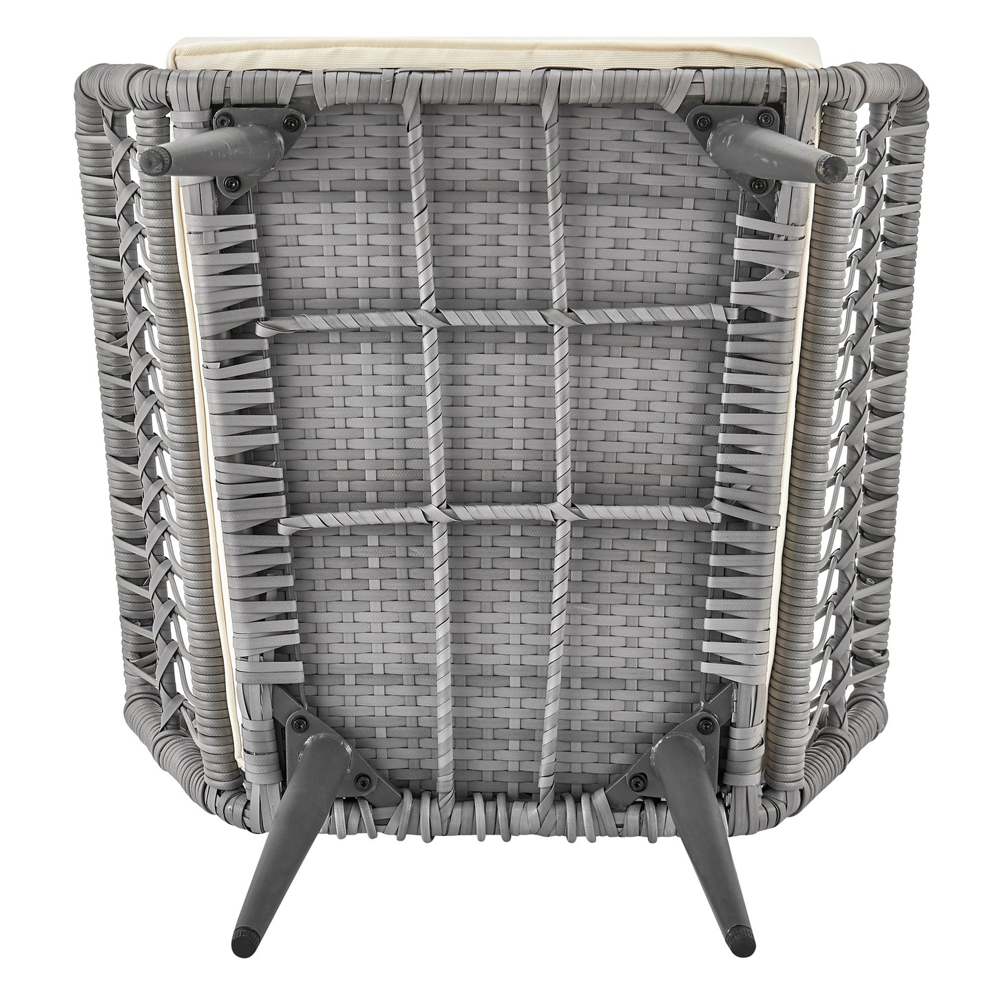 Manhattan Comfort Cannes Rope Wicker 3-Piece Patio Conversation Set with Cushions in Cream OD-CV012-CR