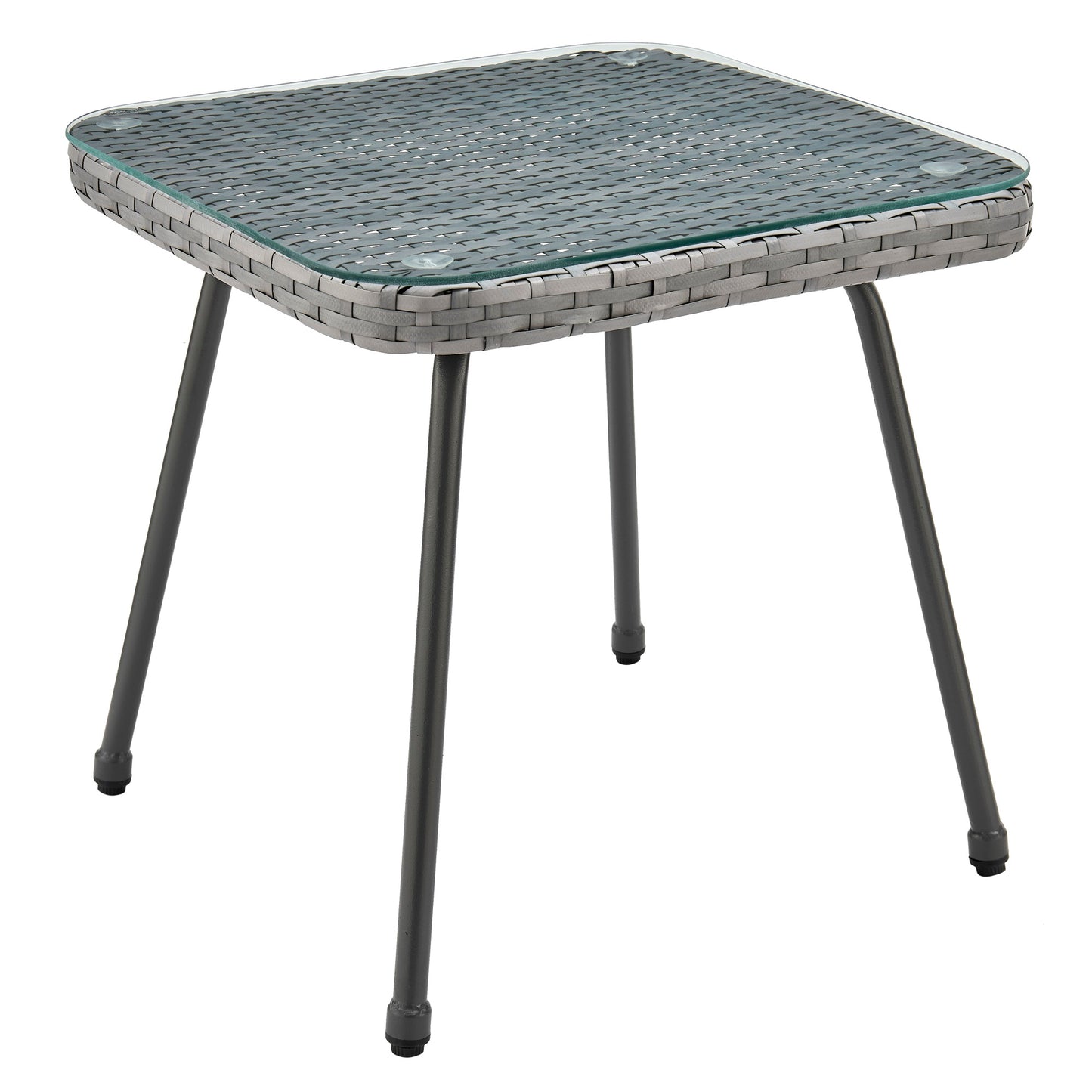 Manhattan Comfort Cannes Rope Wicker 3-Piece Patio Conversation Set with Cushions in Grey OD-CV012-GY