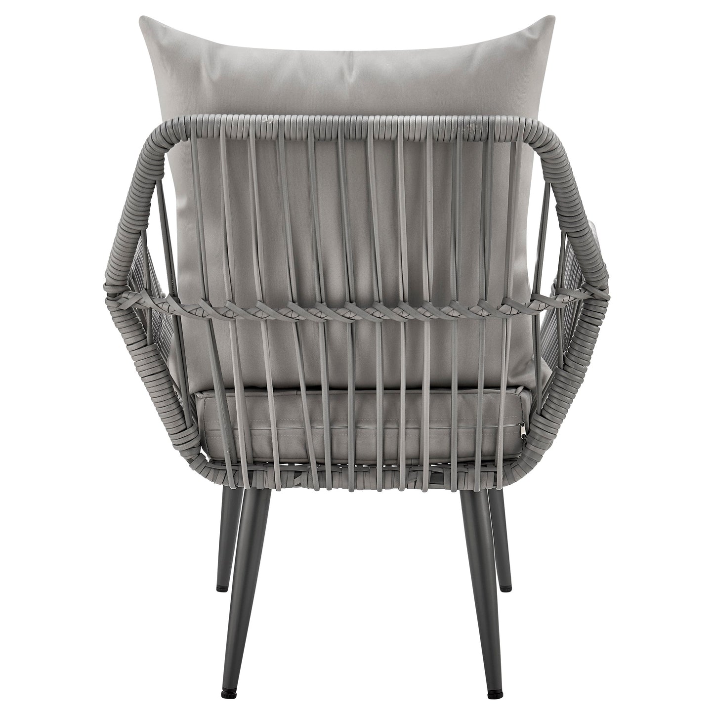 Manhattan Comfort Cannes Rope Wicker 3-Piece Patio Conversation Set with Cushions in Grey OD-CV012-GY