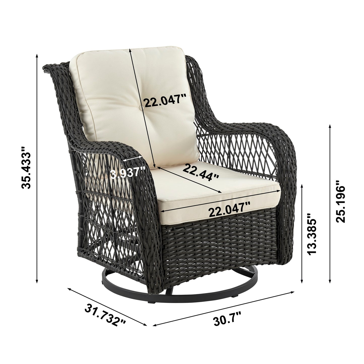 Fruttuo Traditional 3-Piece Conversation Set for Patio, Porch and Living Areas