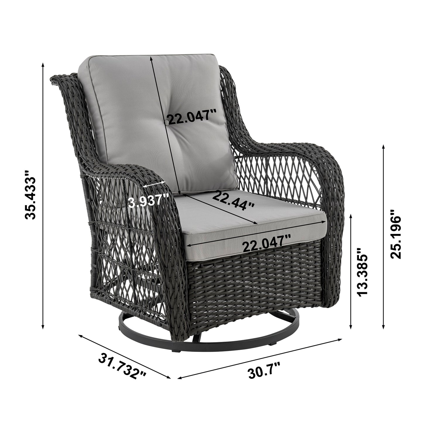 Fruttuo Traditional 3-Piece Conversation Set for Patio, Porch and Living Areas
