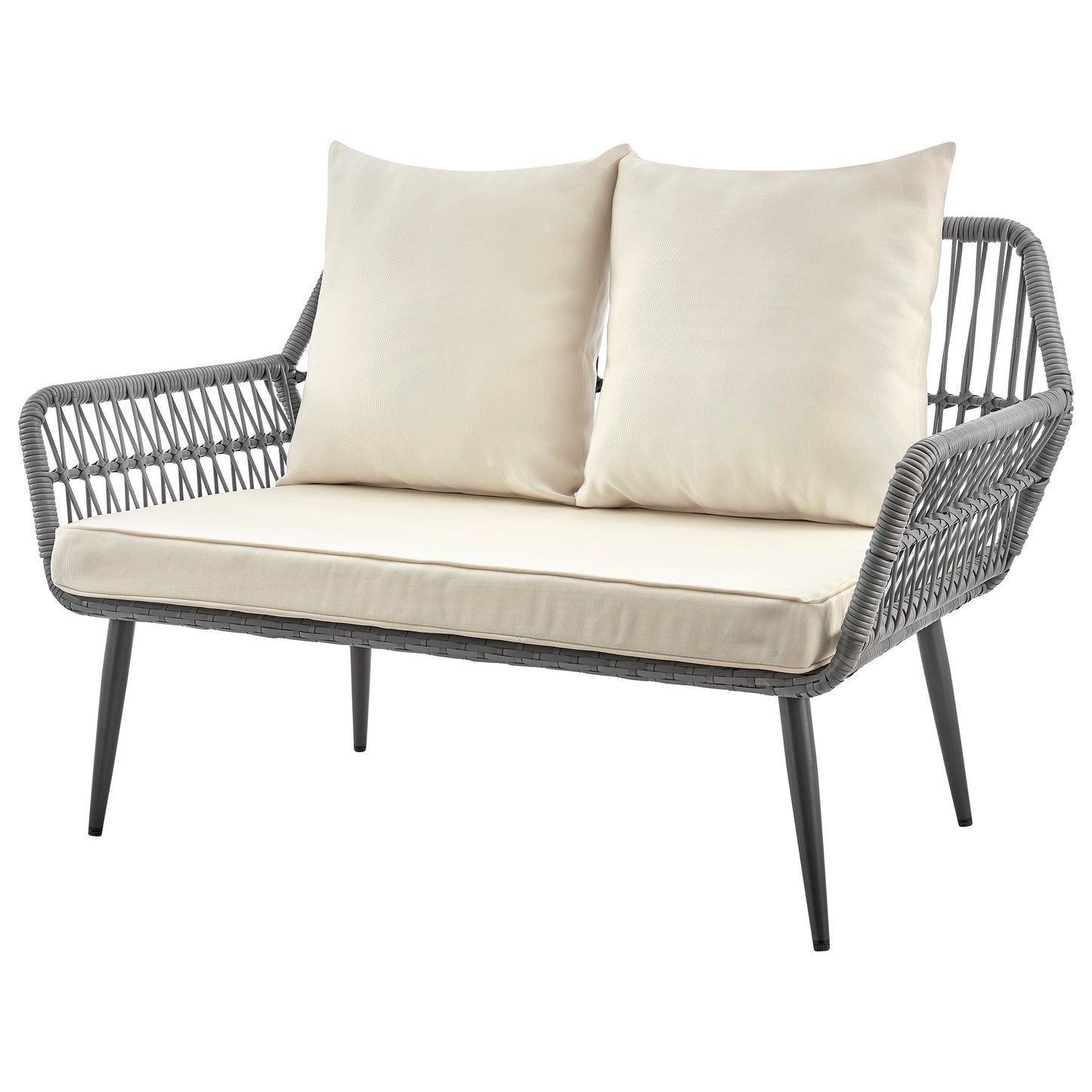 Manhattan Comfort Portofino Rope Wicker 4-Piece Patio Conversation Set with Cushions in Cream OD-CV019-CR