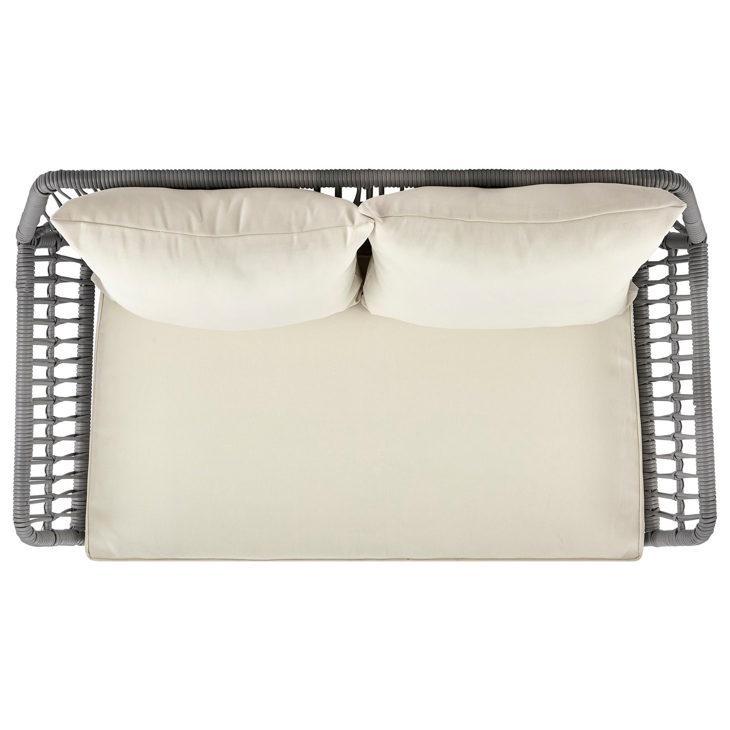 Manhattan Comfort Portofino Rope Wicker 4-Piece Patio Conversation Set with Cushions in Cream OD-CV019-CR