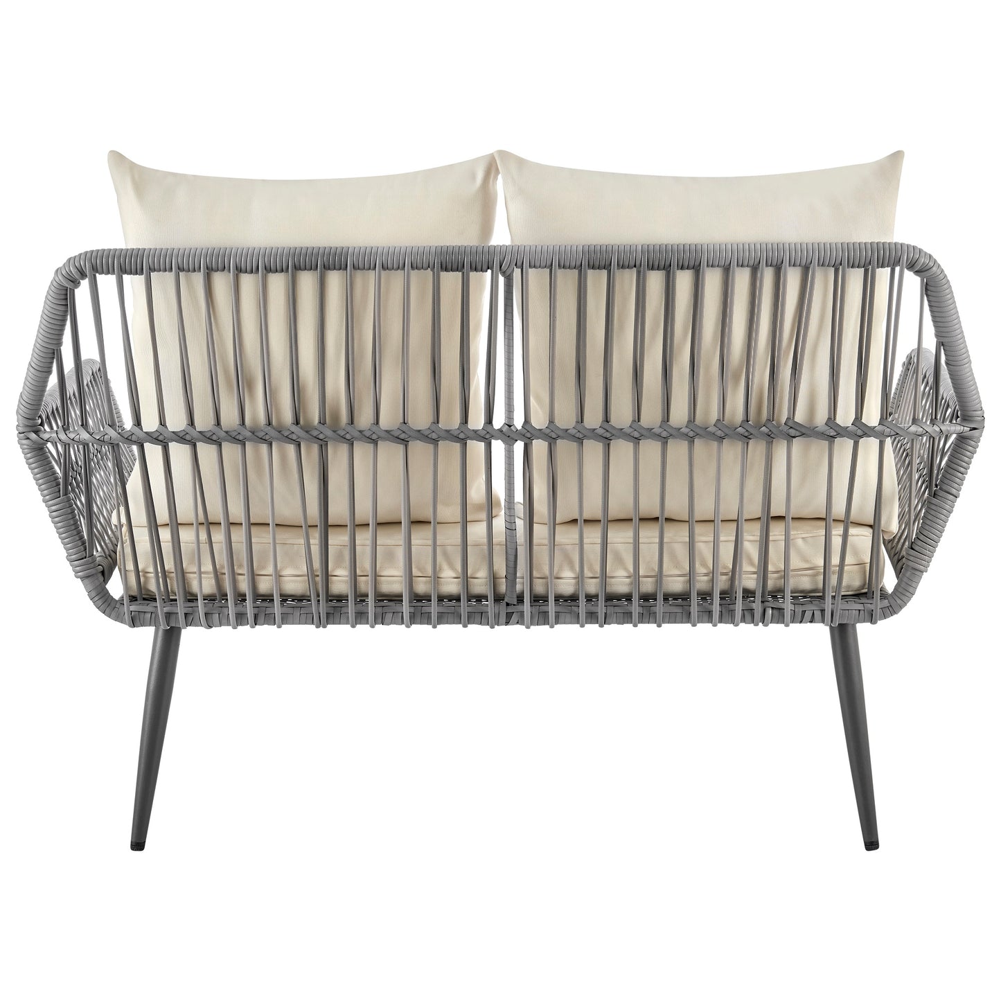 Manhattan Comfort Portofino Rope Wicker 4-Piece Patio Conversation Set with Cushions in Cream OD-CV019-CR