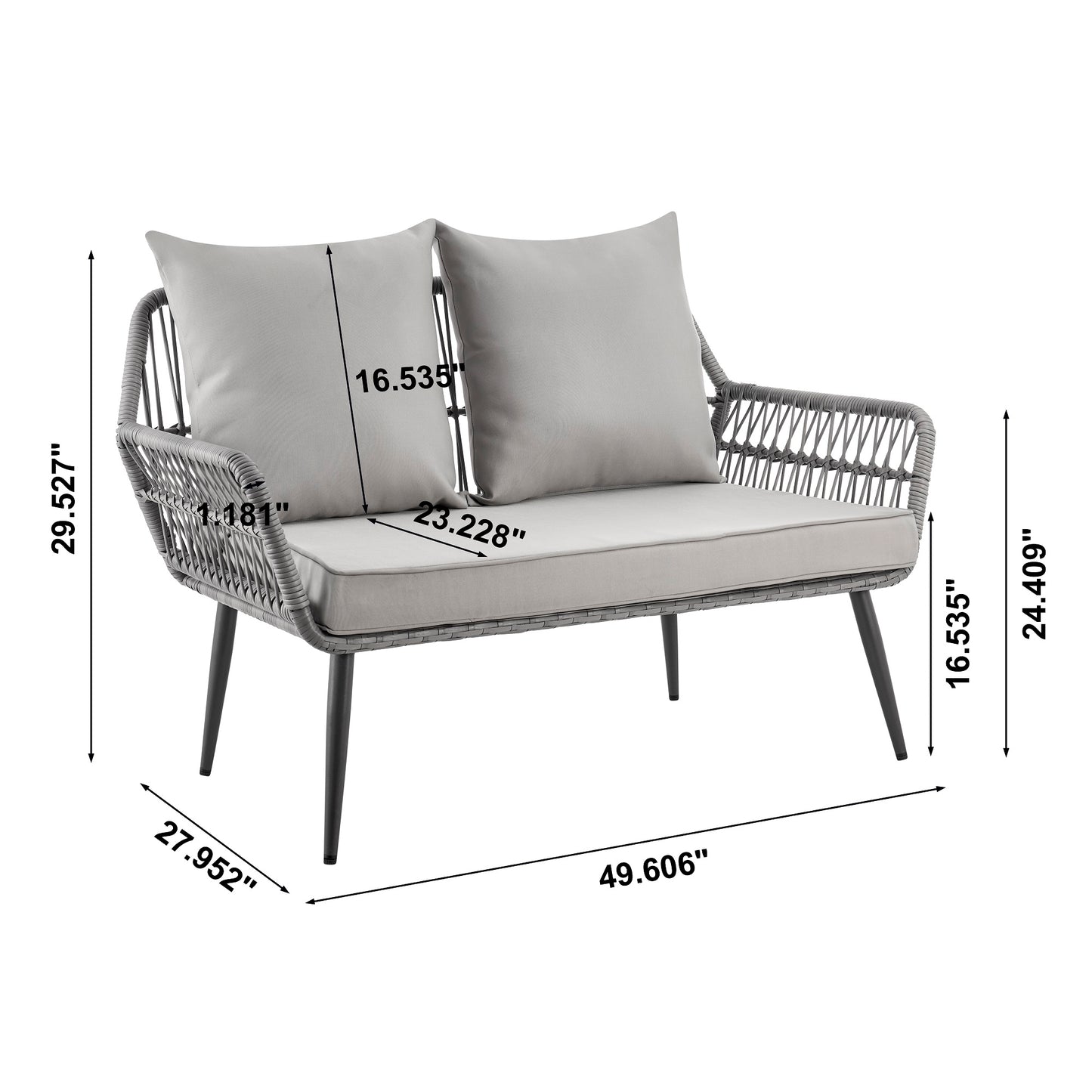 Portofino Modern 4-Piece Conversation Set in Gray OD-CV019-GY