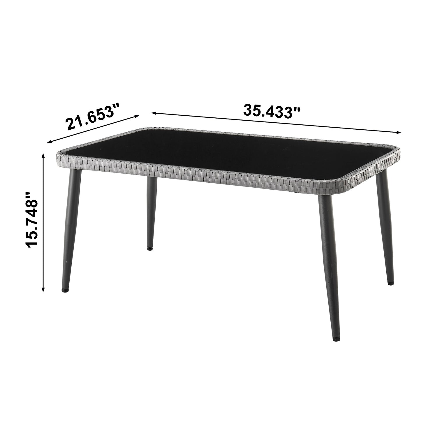 Manhattan Comfort Portofino Rope Wicker 4-Piece Patio Conversation Set with Cushions in Grey OD-CV019-GY