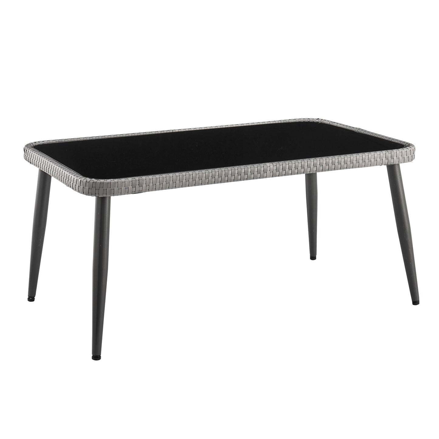 Manhattan Comfort Portofino Rope Wicker 4-Piece Patio Conversation Set with Cushions in Grey OD-CV019-GY