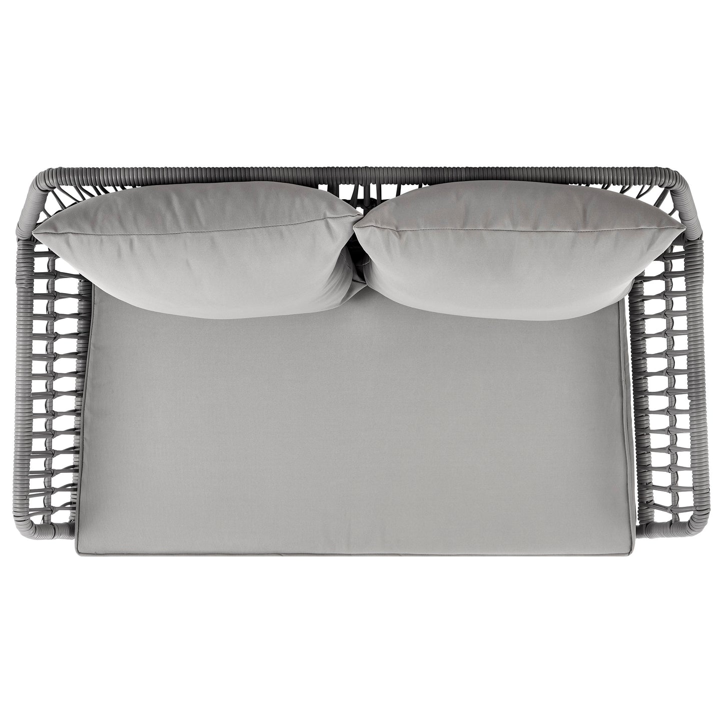 Manhattan Comfort Portofino Rope Wicker 4-Piece Patio Conversation Set with Cushions in Grey OD-CV019-GY