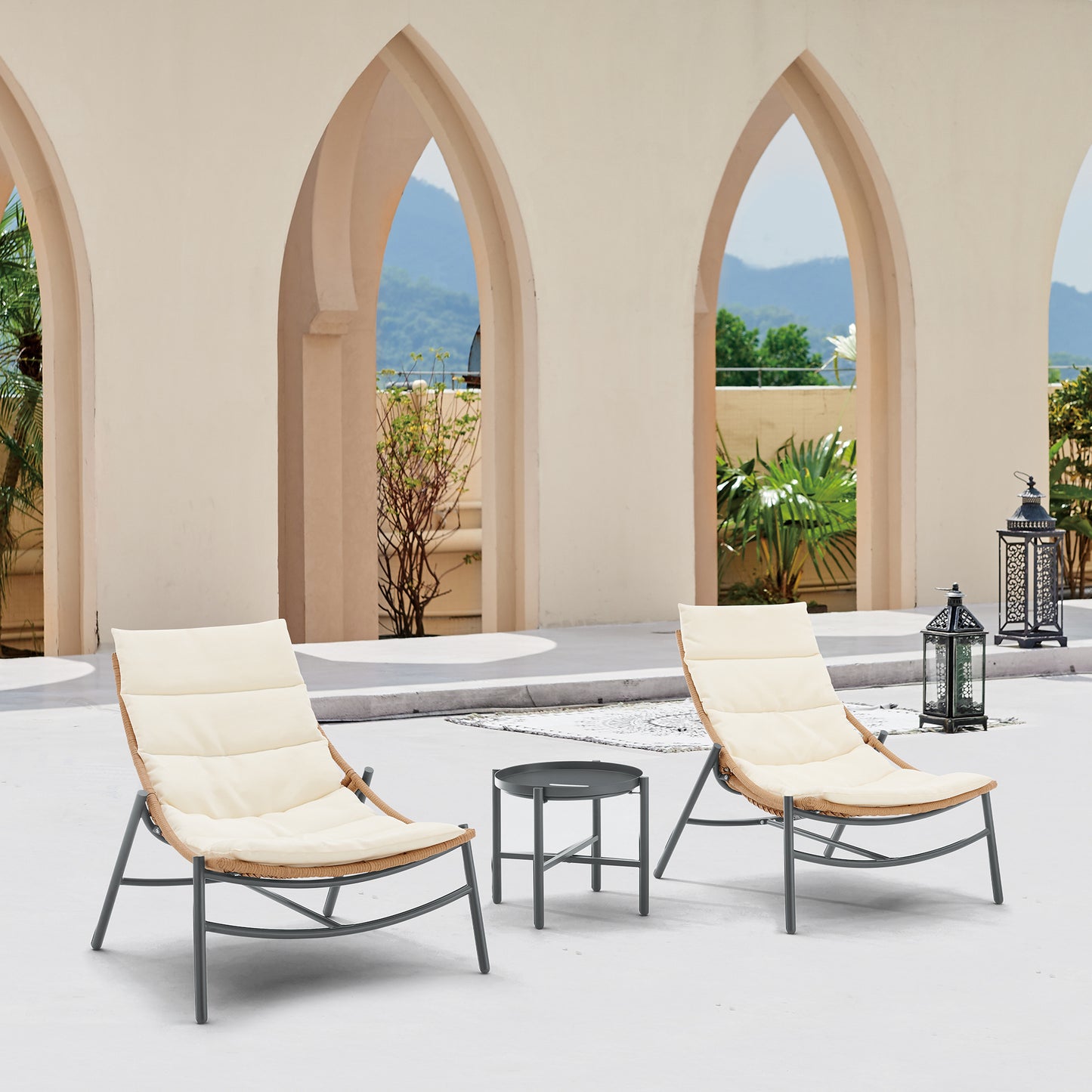 Sunset Modern 3-Piece Conversation Set in Cream OD-CV021-CR