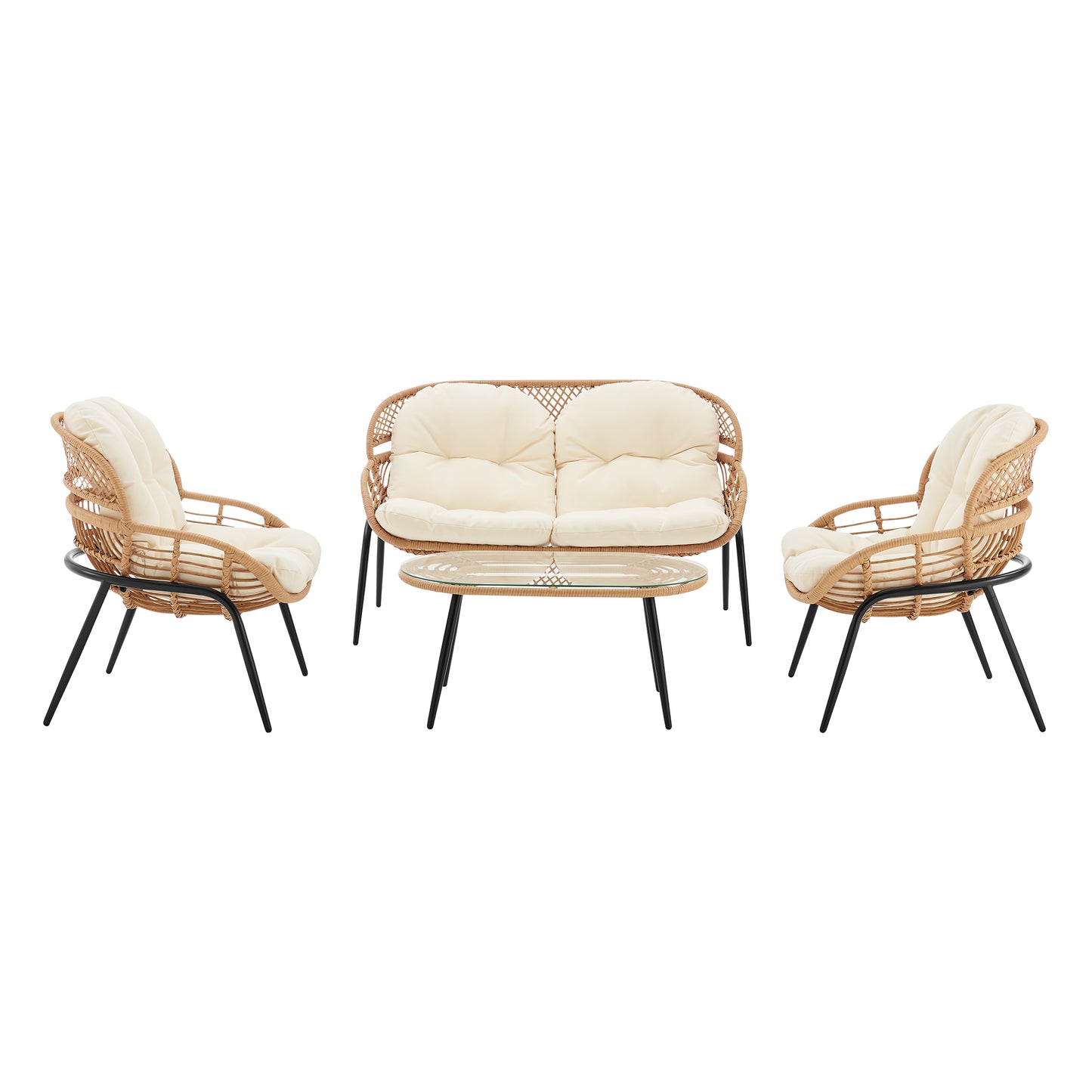 Pine Modern 4-Piece Conversation Set — Modern Pine Seating Ensemble for Home