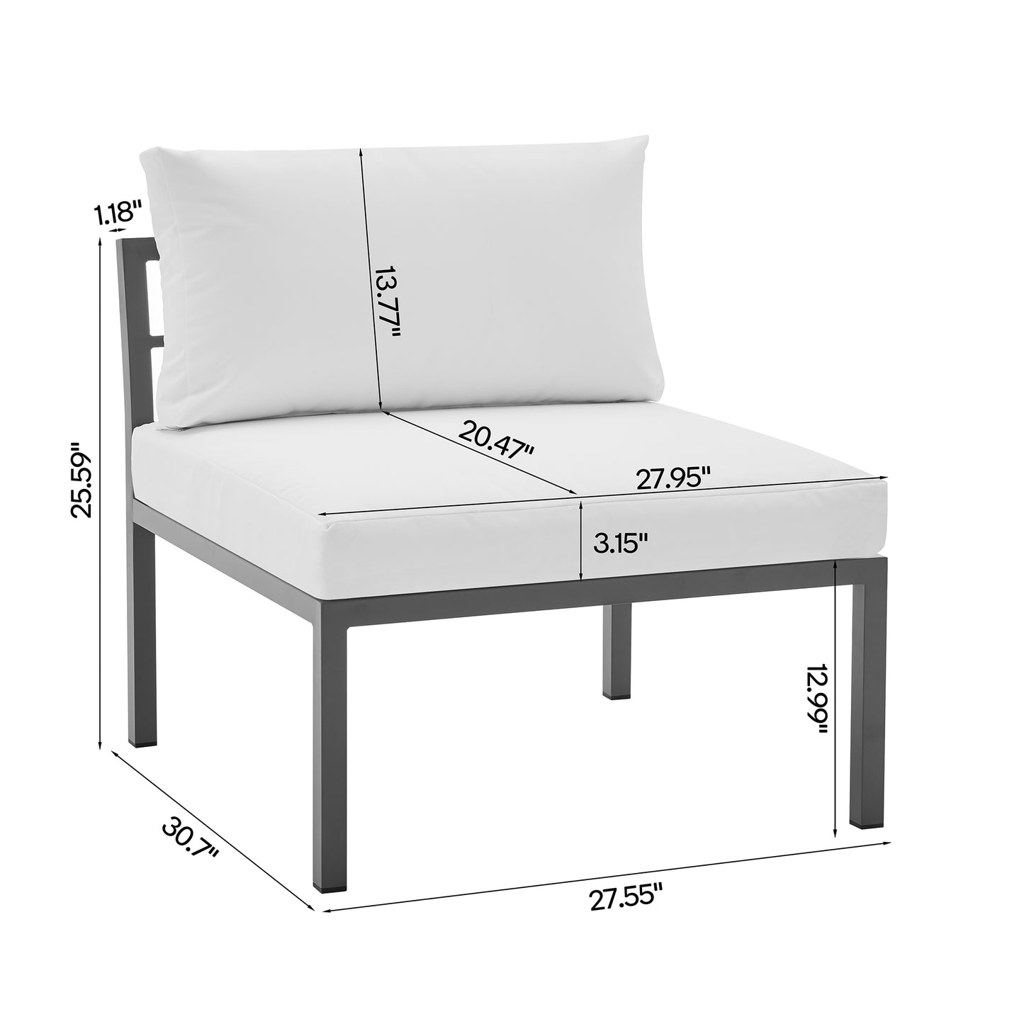 Manhattan Comfort Sunnyside Modern Corner Patio Conversation Set with Table in White OD-CV026-WH