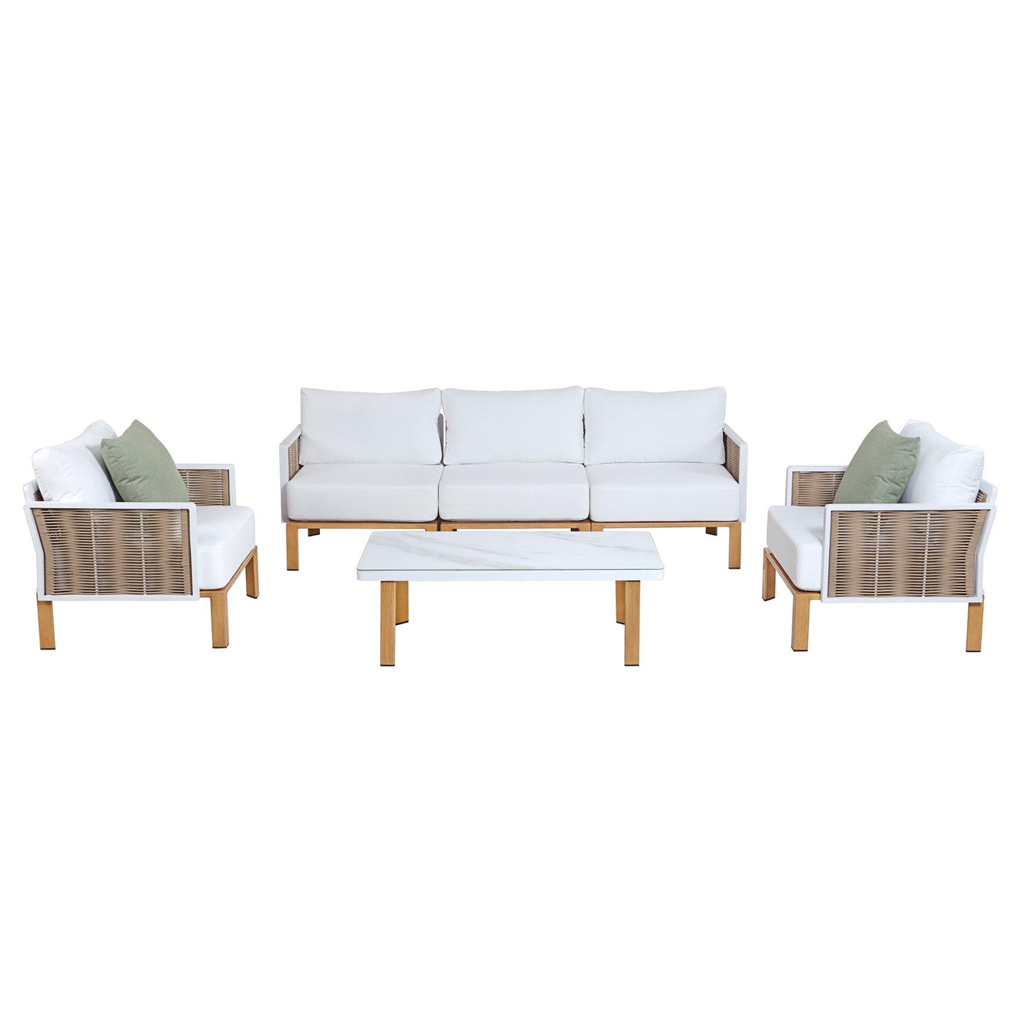 Manhattan Comfort Vine Modern 4-Piece Patio Conversation Set in Cream OD-CV029-CR
