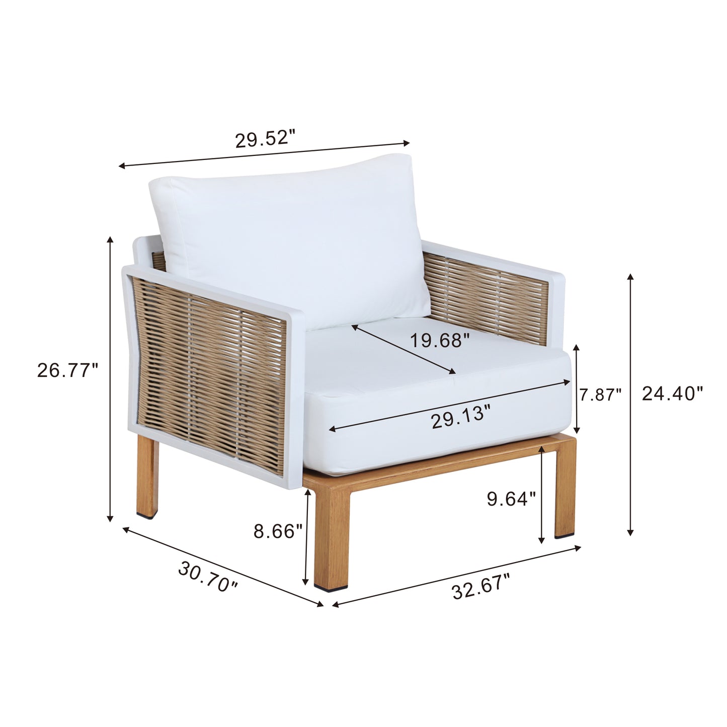 Manhattan Comfort Vine Modern 4-Piece Patio Conversation Set in Cream OD-CV029-CR