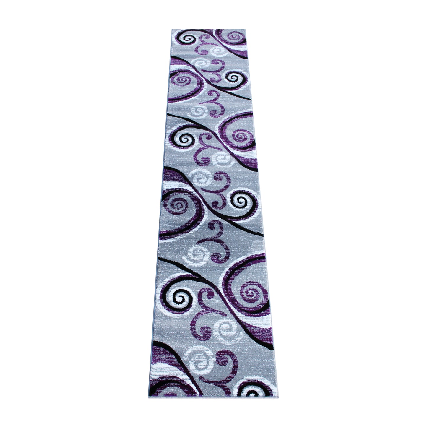 Valli Collection 2' x 11' Purple Abstract Area Rug - Olefin Rug with Jute Backing - Hallway, Entryway, Bedroom, Living Room Purple