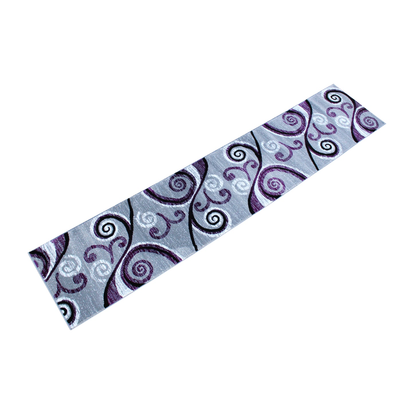 Valli Collection 2' x 11' Purple Abstract Area Rug - Olefin Rug with Jute Backing - Hallway, Entryway, Bedroom, Living Room Purple