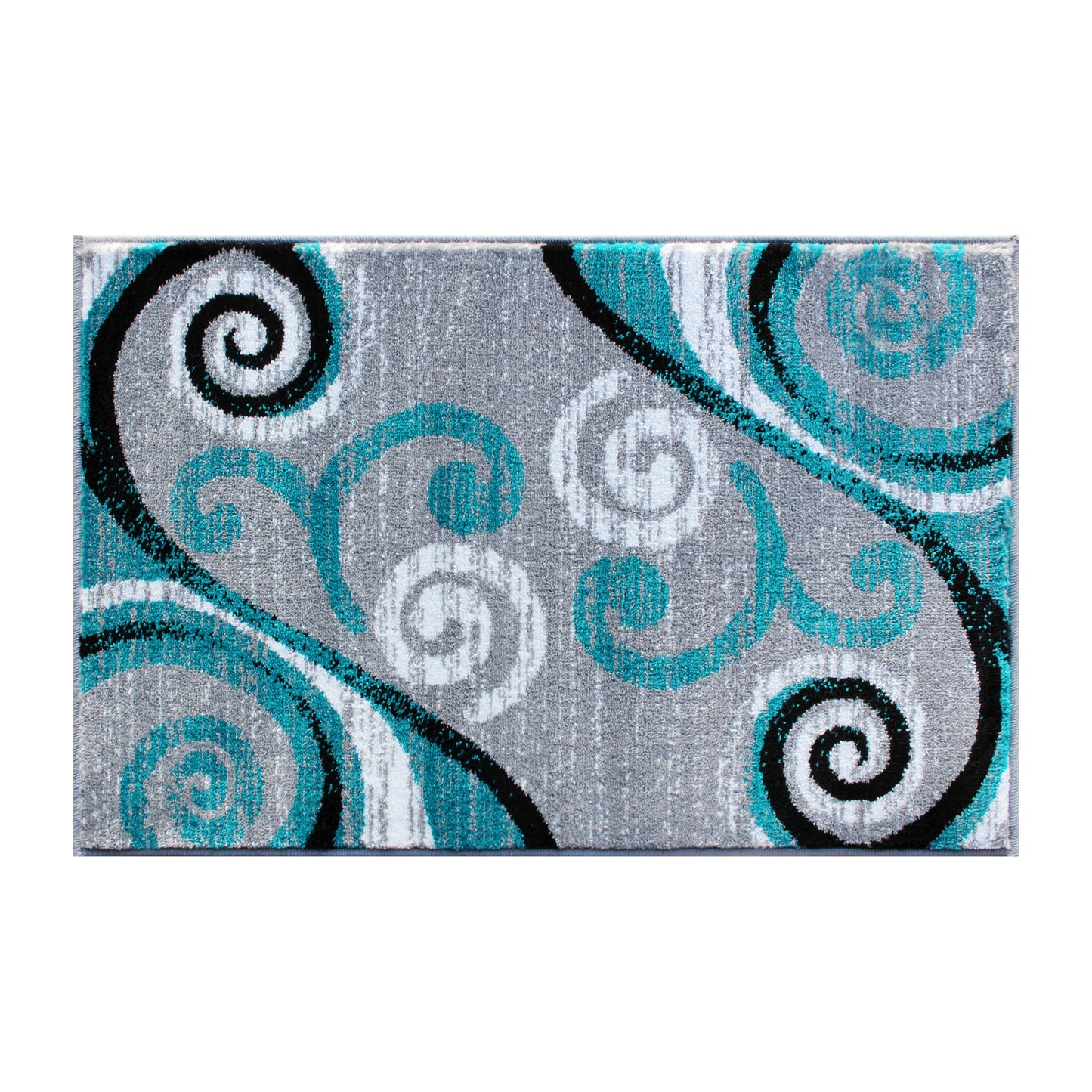 Valli Collection 2' x 3' Turquoise Abstract Area Rug - Olefin Rug with Jute Backing - Hallway, Entryway, Bedroom, Living Room Turquoise