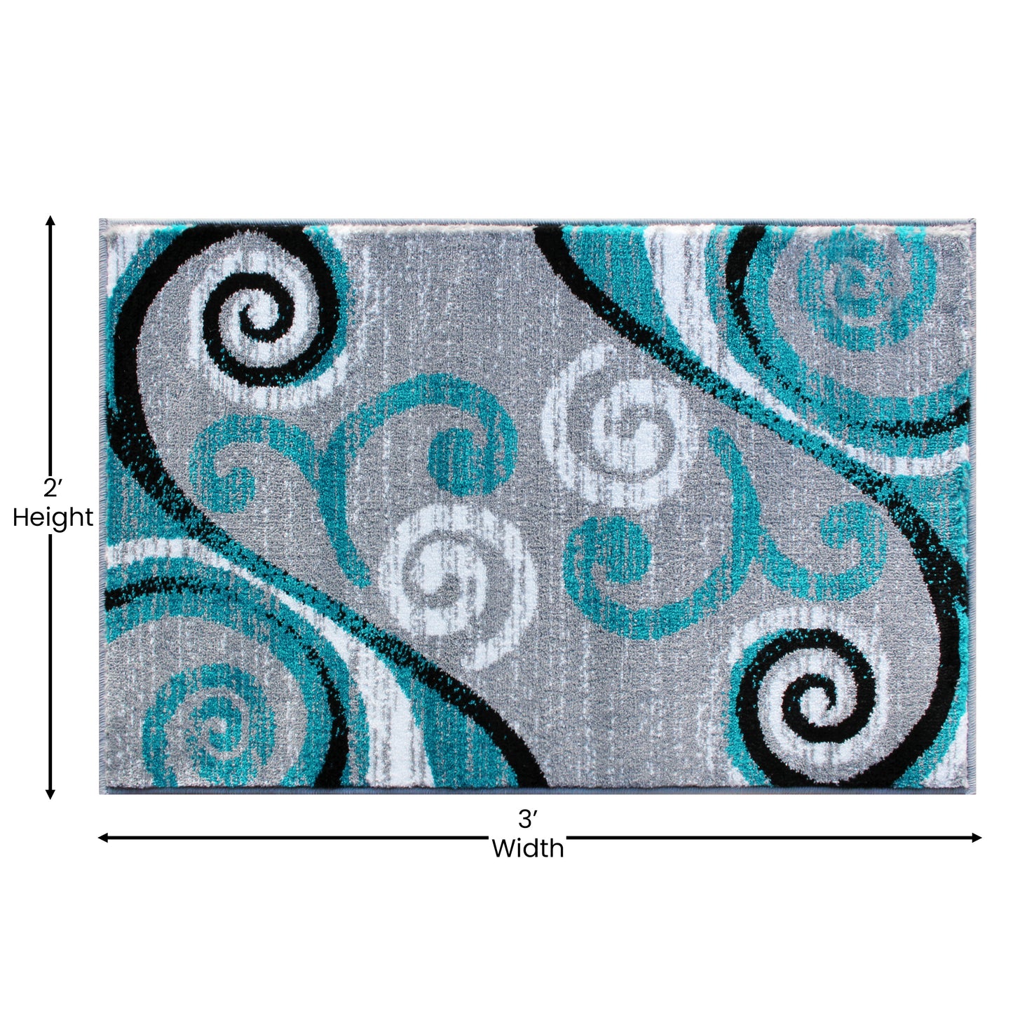 Valli Collection 2' x 3' Turquoise Abstract Area Rug - Olefin Rug with Jute Backing - Hallway, Entryway, Bedroom, Living Room Turquoise