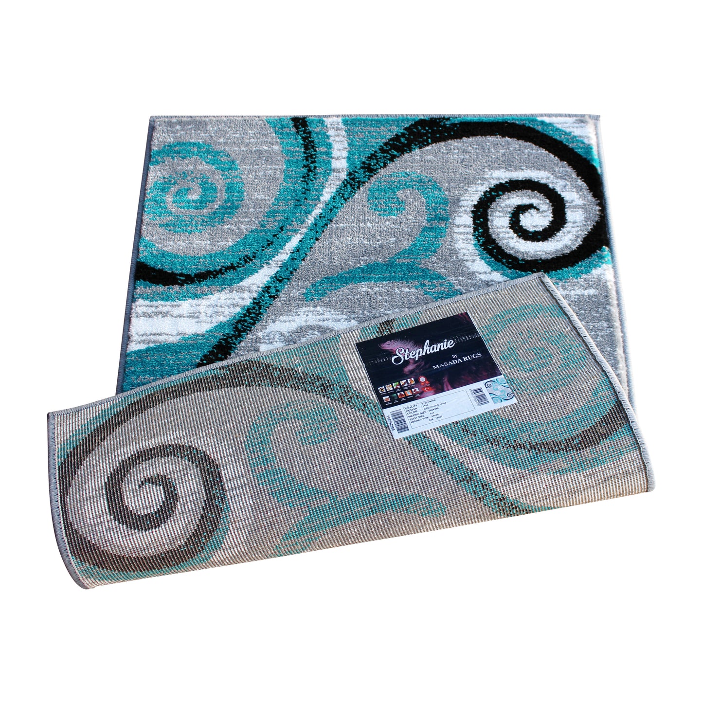 Valli Collection 2' x 3' Turquoise Abstract Area Rug - Olefin Rug with Jute Backing - Hallway, Entryway, Bedroom, Living Room Turquoise
