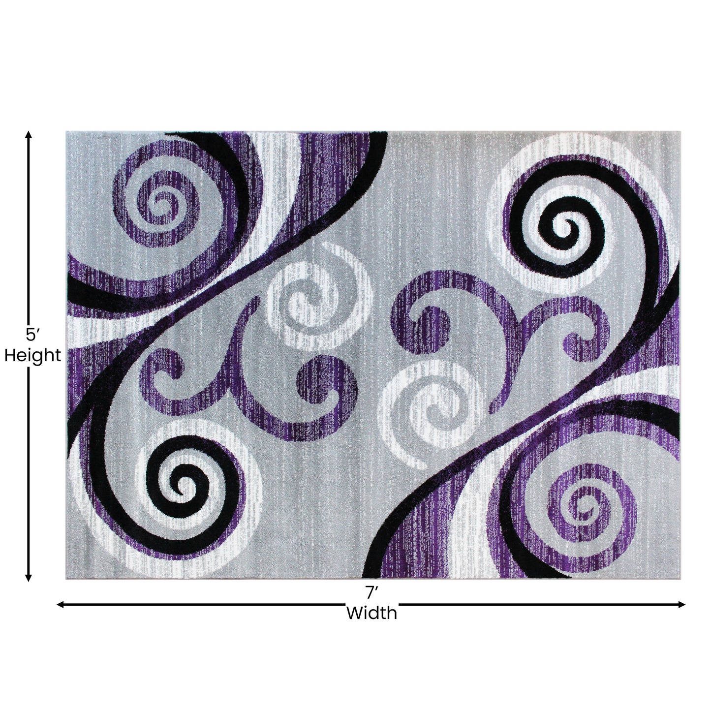 Valli Collection 5' x 7' Purple Abstract Area Rug - Olefin Rug with Jute Backing - Hallway, Entryway, Bedroom, Living Room Purple
