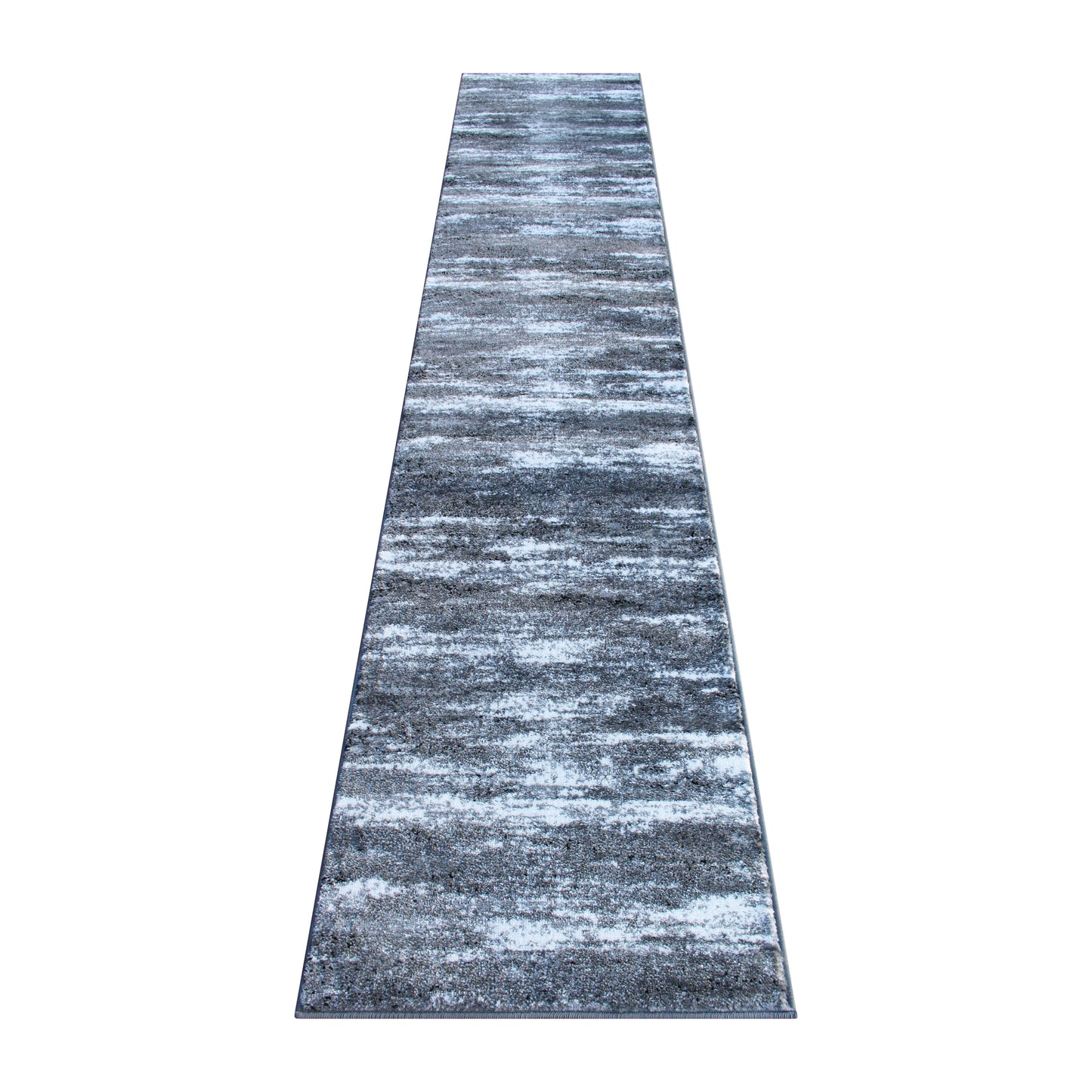 Marian Collection 2' x 11' Distressed Gray Olefin Area Rug with Jute Backing for Entryway, Living Room, Bedroom Grey
