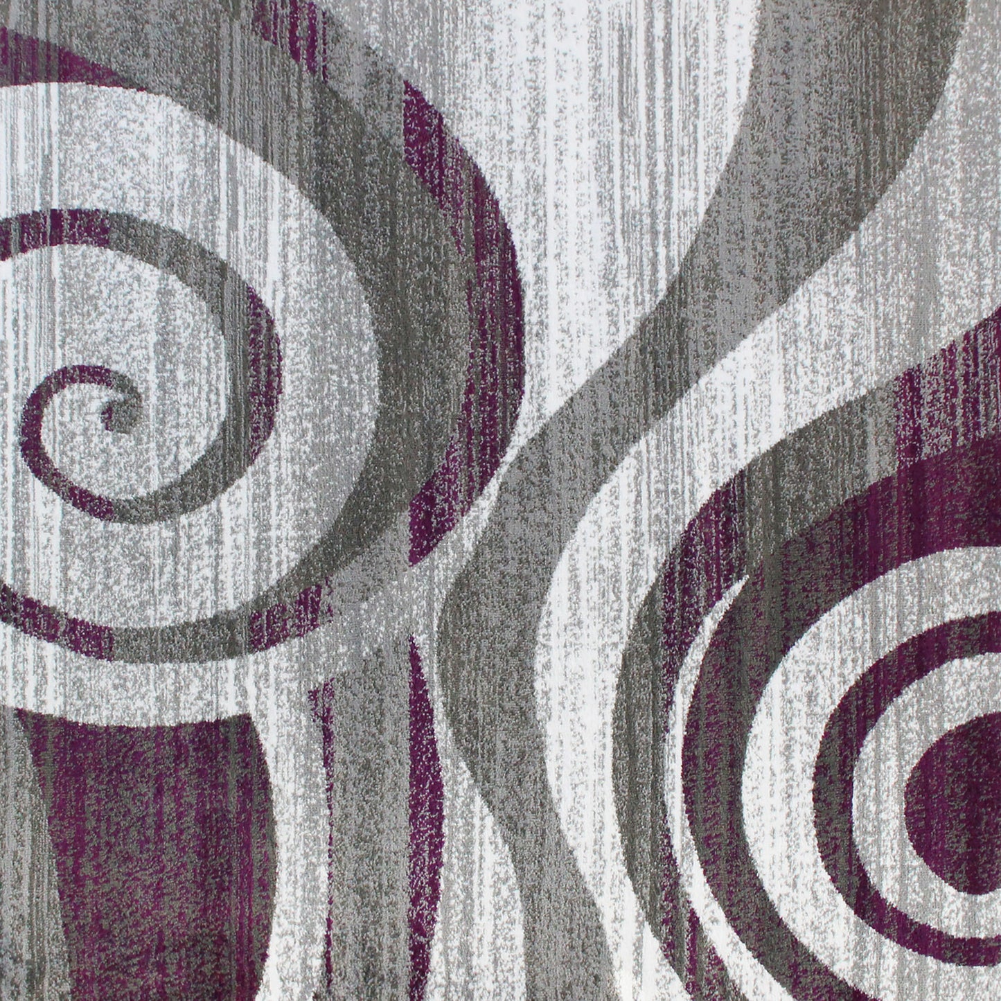 Cirrus Collection 5' x 7' Purple Swirl Patterned Olefin Area Rug with Jute Backing for Entryway, Living Room, Bedroom Purple