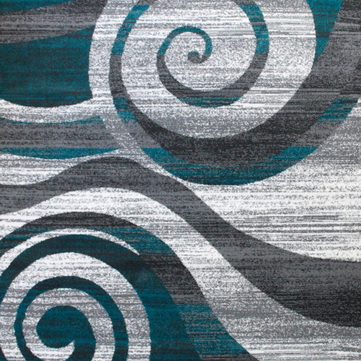 Cirrus Collection 8' x 10' Turquoise Swirl Patterned Olefin Area Rug with Jute Backing for Entryway, Living Room, Bedroom Turquoise