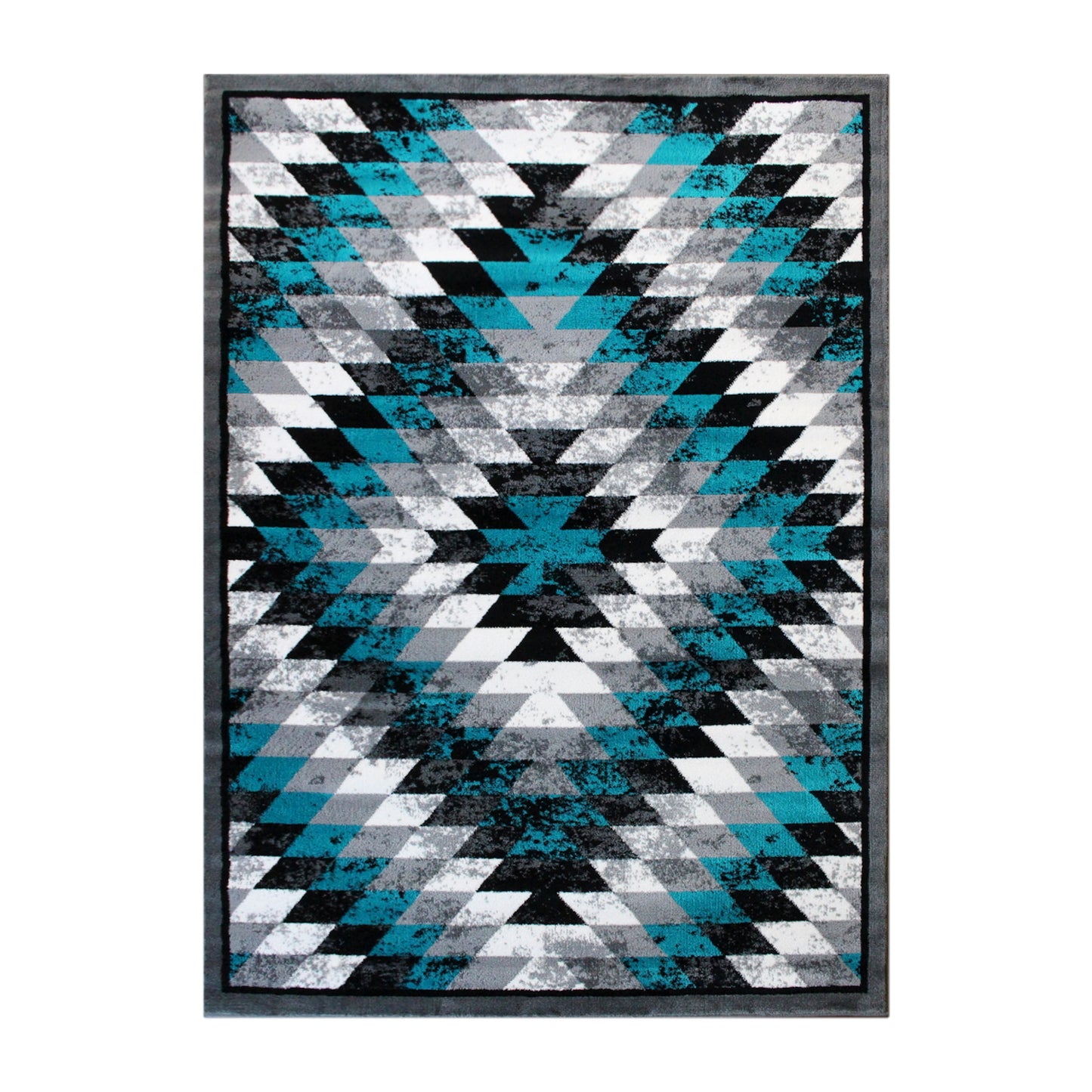 Teagan Collection Southwestern 8' x 10' Turquoise Area Rug - Olefin Rug with Jute Backing - Entryway, Living Room, Bedroom Turquoise