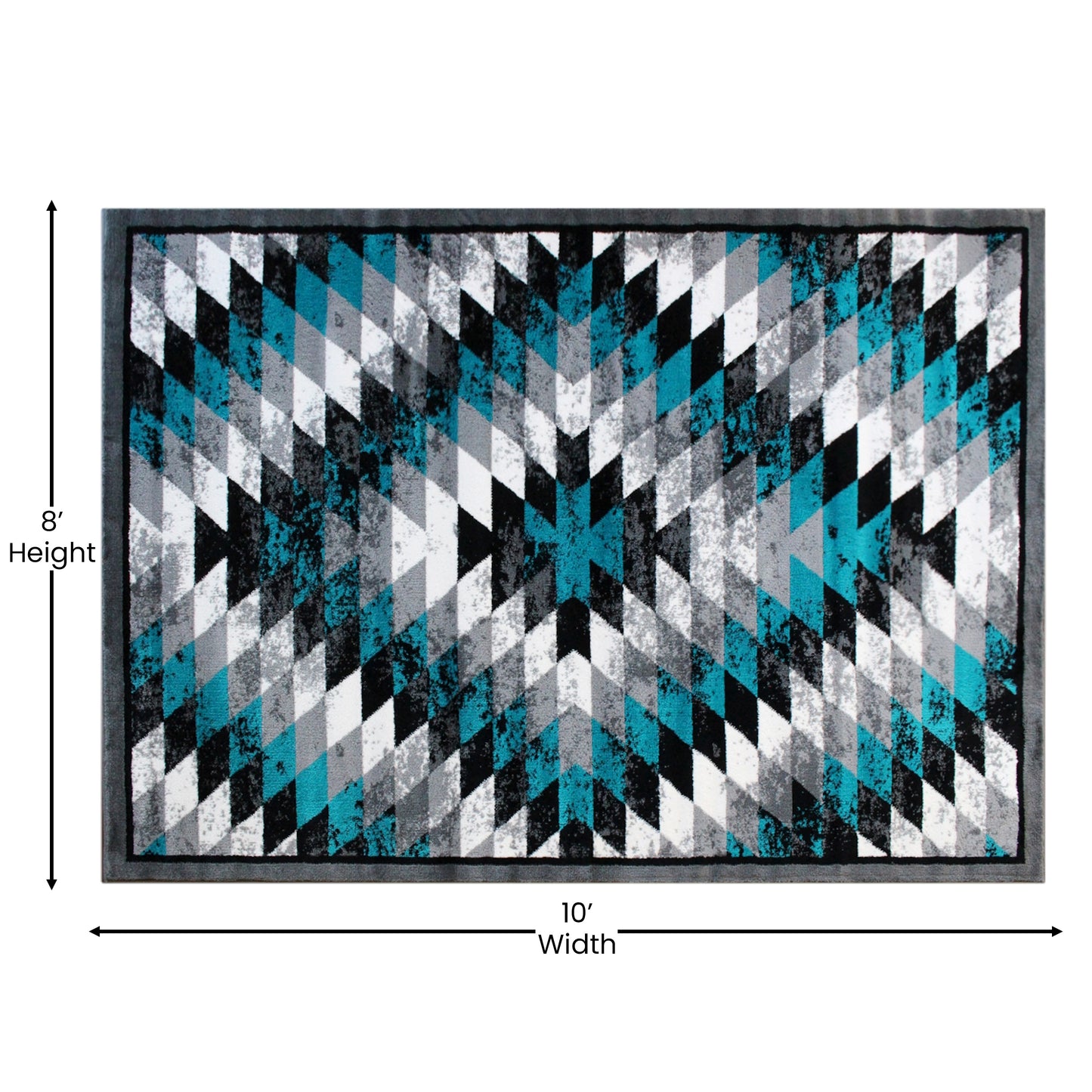 Teagan Collection Southwestern 8' x 10' Turquoise Area Rug - Olefin Rug with Jute Backing - Entryway, Living Room, Bedroom Turquoise