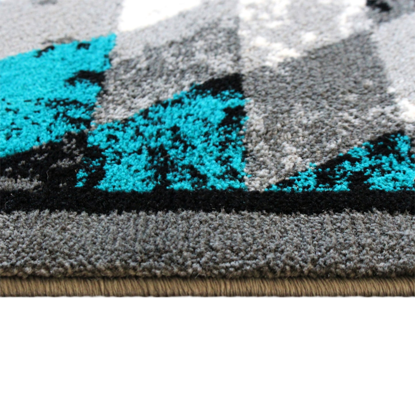 Teagan Collection Southwestern 8' x 10' Turquoise Area Rug - Olefin Rug with Jute Backing - Entryway, Living Room, Bedroom Turquoise