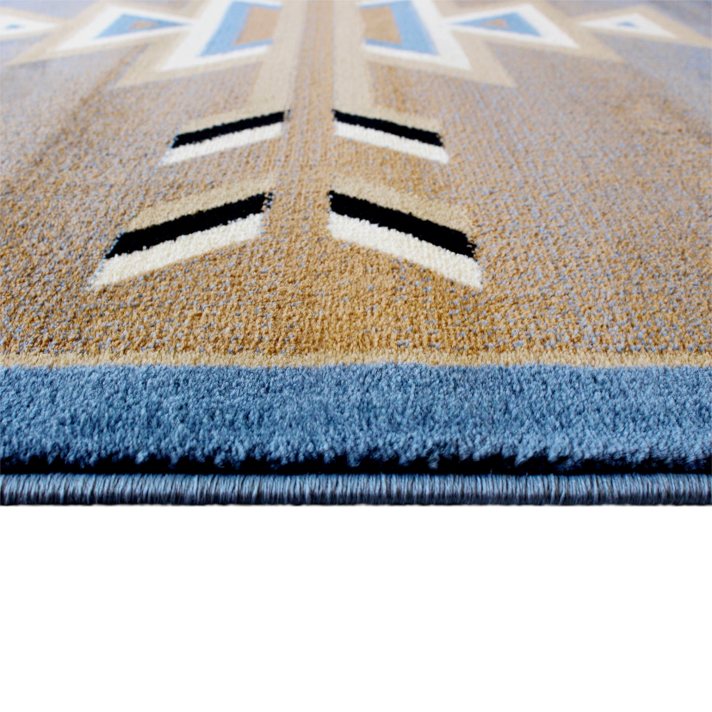 Lodi Collection Southwestern 8' x 10' Blue Area Rug - Olefin Rug with Jute Backing for Hallway, Entryway, Bedroom, Living Room Blue
