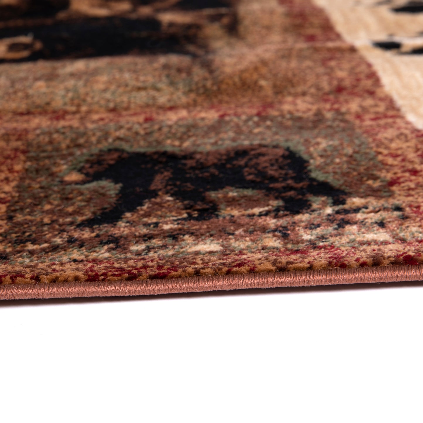 Vassa Collection 6' x 9' Mother Bear & Cubs Nature Themed Olefin Area Rug with Jute Backing for Entryway, Living Room, Bedroom Brown