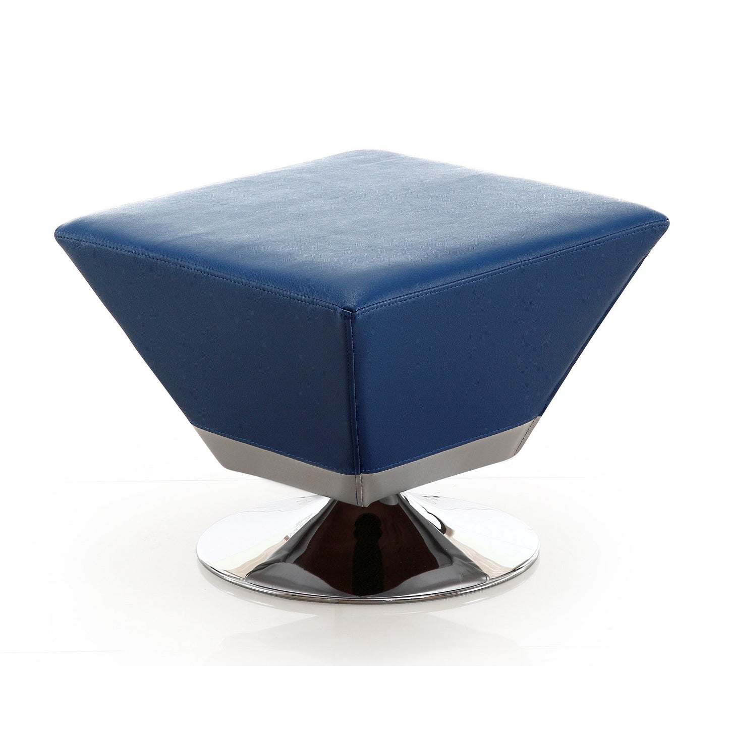 Diamond Modern Vegan Leather Accent Ottoman in Blue OT002-BL