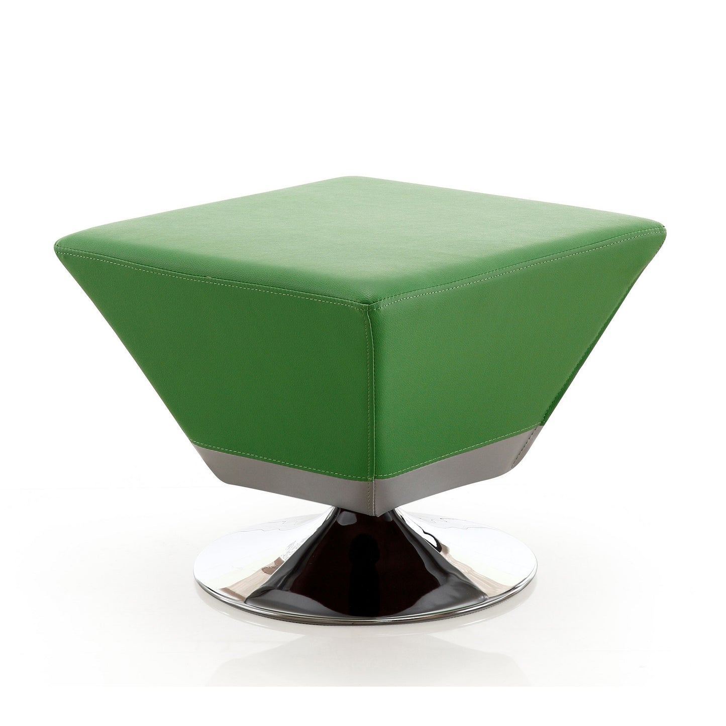 Manhattan Comfort Diamond Green and Polished Chrome Swivel Ottoman OT002-GR