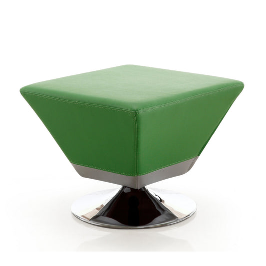 Manhattan Comfort Diamond Green and Polished Chrome Swivel Ottoman OT002-GR