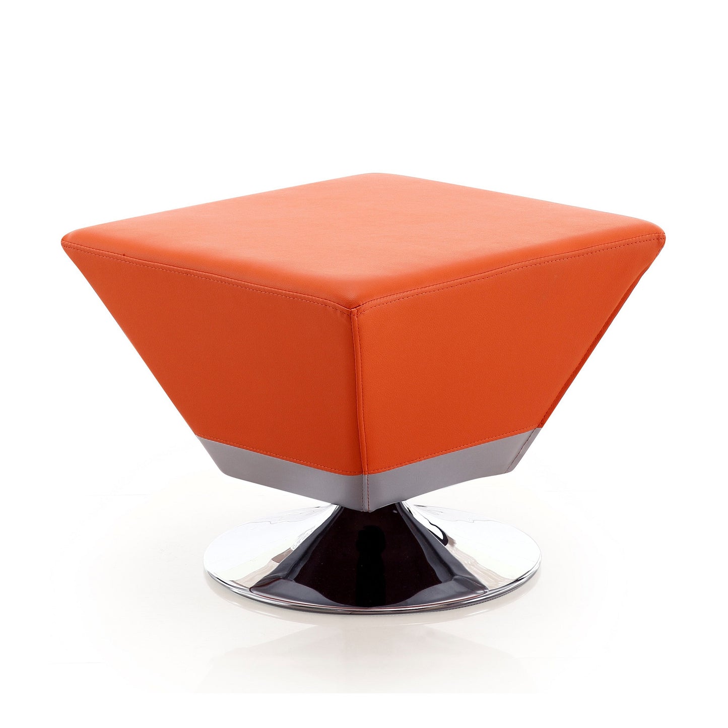 Diamond Modern Vegan Leather Accent Ottoman in Orange OT002-OR