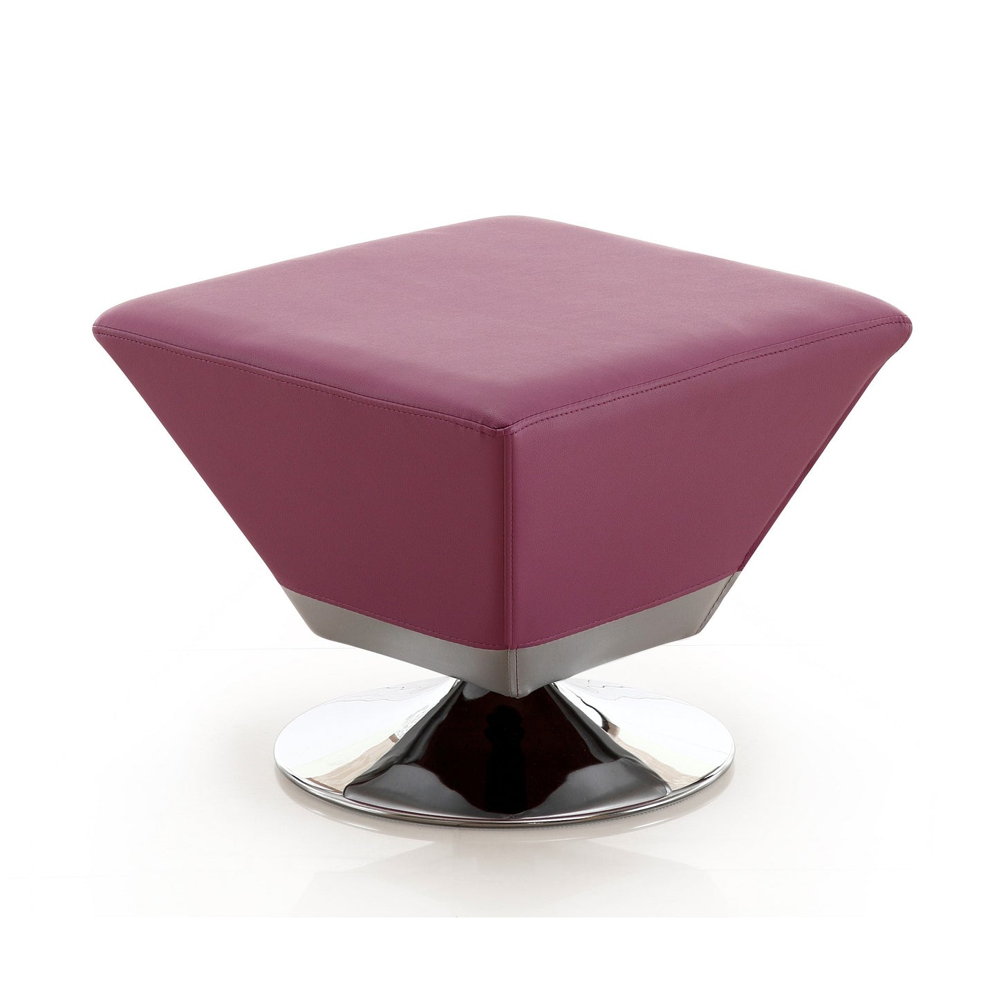Manhattan Comfort Diamond Purple and Polished Chrome Swivel Ottoman OT002-PL