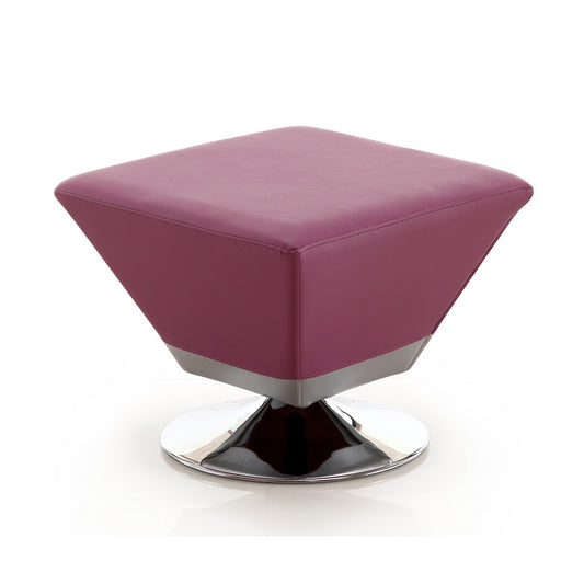 Manhattan Comfort Diamond Purple and Polished Chrome Swivel Ottoman OT002-PL