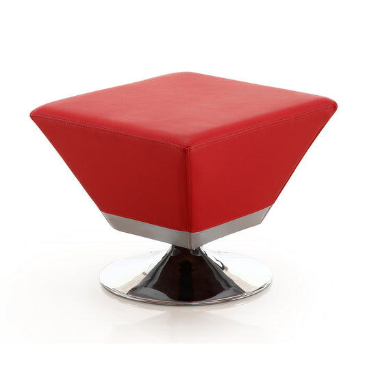 Manhattan Comfort Diamond Red and Polished Chrome Swivel Ottoman OT002-RD