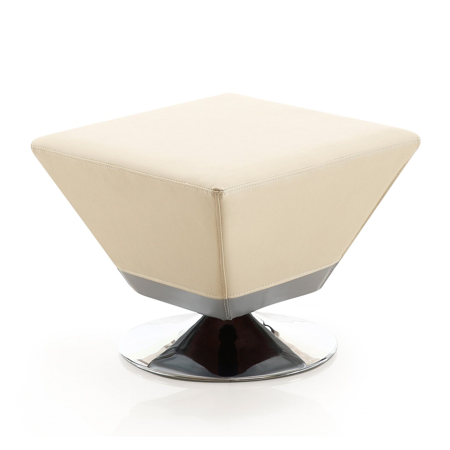 Manhattan Comfort Diamond Tan and Polished Chrome Swivel Ottoman OT002-TN