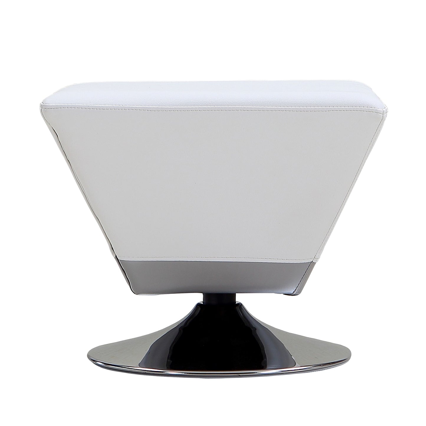 Manhattan Comfort Diamond White and Polished Chrome Swivel Ottoman OT002-WH