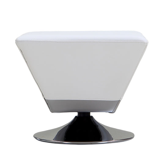 Manhattan Comfort Diamond White and Polished Chrome Swivel Ottoman OT002-WH