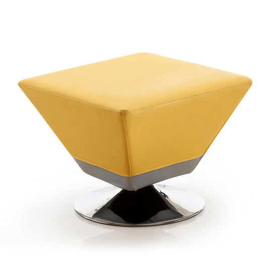 Manhattan Comfort Diamond Yellow and Polished Chrome Swivel Ottoman OT002-YL