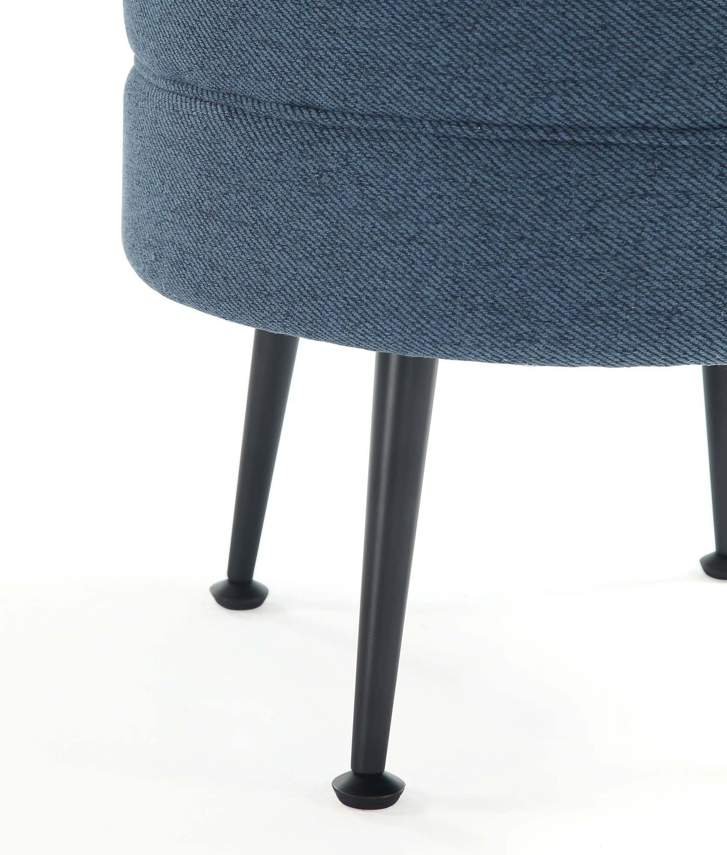Manhattan Comfort Bailey Mid-Century Modern Woven Polyester Blend Upholstered Ottoman in Blue with Black Feet OT003-BLB