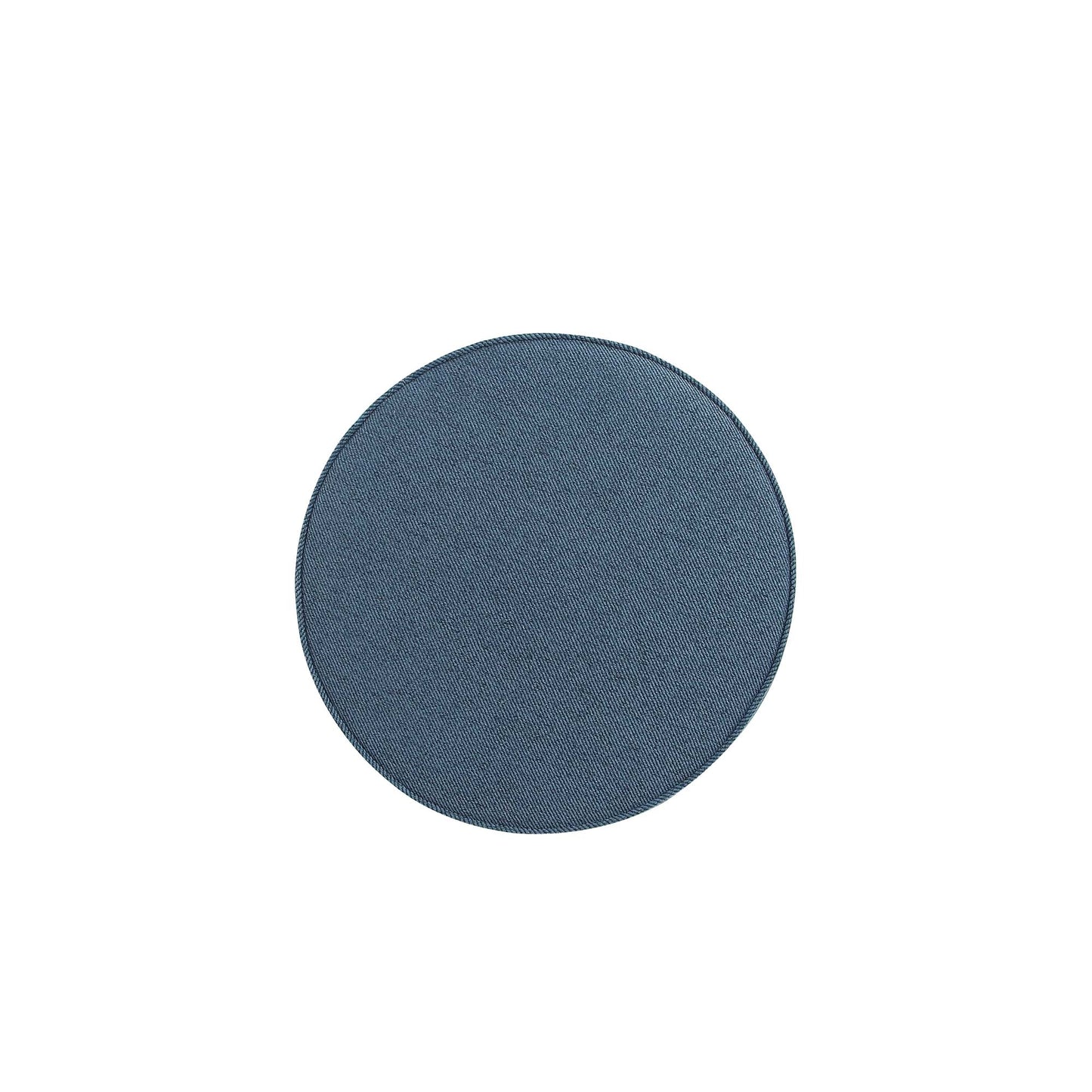 Manhattan Comfort Bailey Mid-Century Modern Woven Polyester Blend Upholstered Ottoman in Blue with Black Feet OT003-BLB