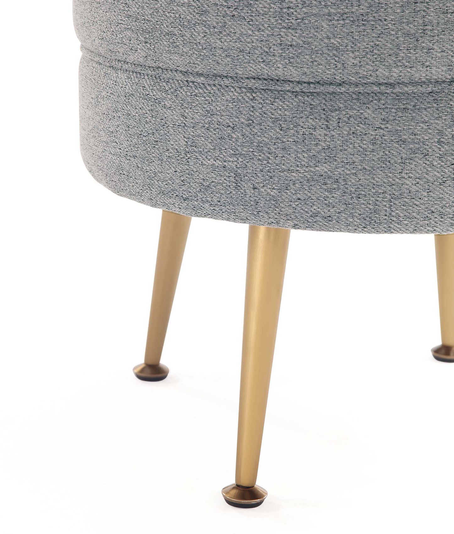 Manhattan Comfort Bailey Mid-Century Modern Woven Polyester Blend Upholstered Ottoman in Grey with Gold Feet OT003-GY